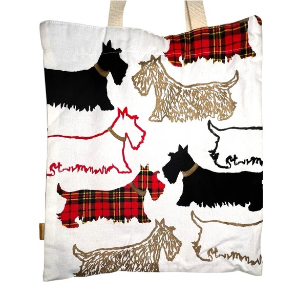 Milly Green 100% Cotton Scottie Tote Bag Snap Closure - Picture 2 of 7